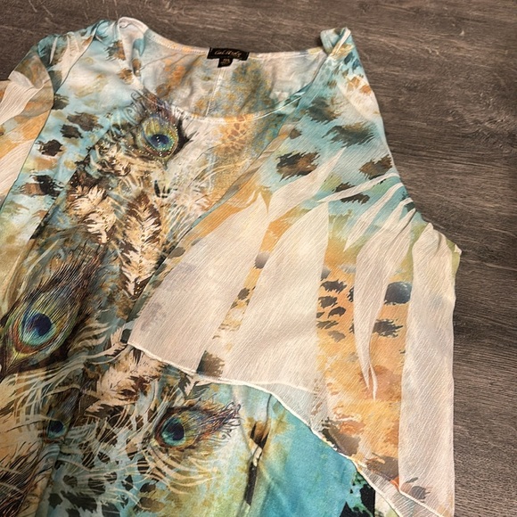 Cal Style U.S.A. 2XL Shark Bite Style Blouse With Flowing Sleeves - Picture 3 of 10